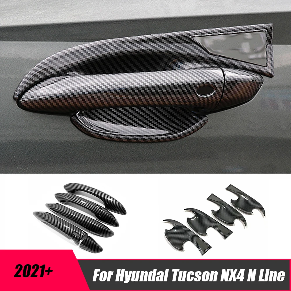 

Chrome/Carbon For Hyundai Tucson NX4 N Line 2021-2023 Handle Frame Trim Car Door Handle Bowl cover Decor Exterior Accessories