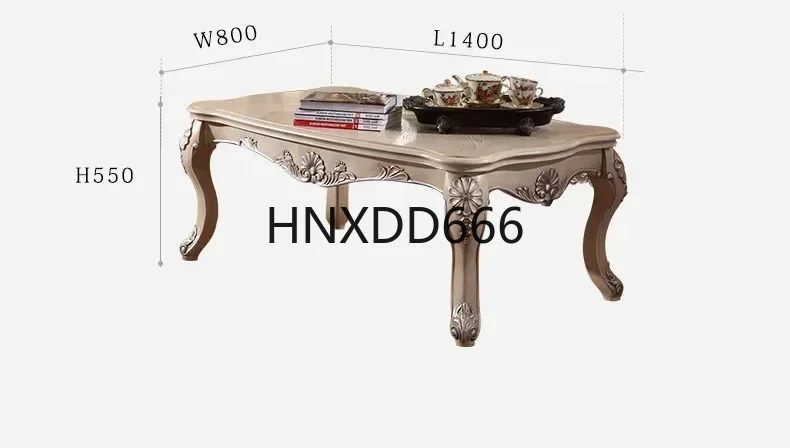 

American solid wood European tea table living room white retro rectangular large coffee table