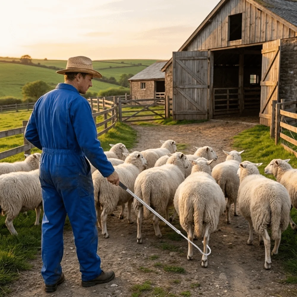 Stainless Steel Sheep Catcher Pole Heavy Duty Long Pole Pig Catcher Pole Efficient Detachable Sheep Capture Device Flock Control