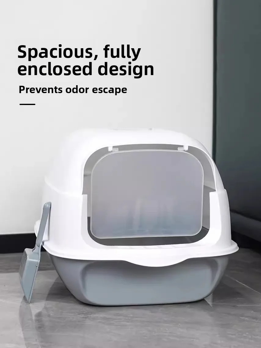 Caja de Arena para Gatos Tamaño XL con Control de Olores, Inodoro Cer para Gatitos, Sustros para Mascotas, Caja de Ar...