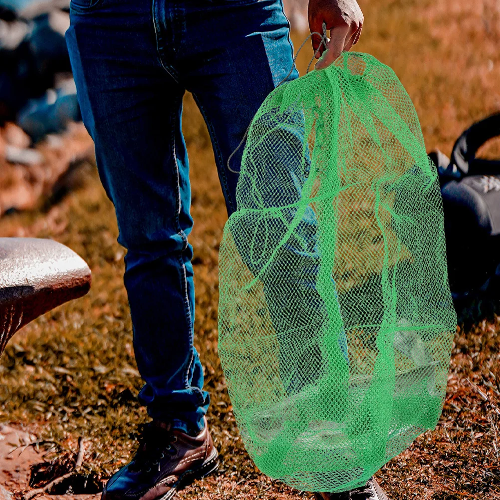 

100x60 Foldable Fishing Net Bag Nylon Mesh Outdoor Drawstring Fish Keeper Basket Portable Catching Gear for Bait Fish and