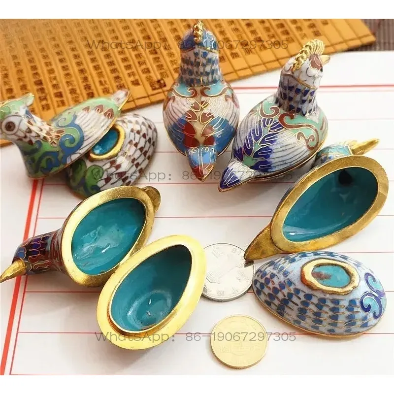 

Cloisonn É Эмаль Антикварное Животное [Птица] Лебедь Голубь Павлин Бронзовая Шина