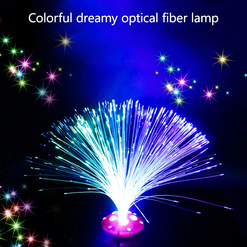 Luce a fibra ottica a LED colorata romantica piccola luce notturna vacanza natale decorazione di nozze stelle brillano nella lampada da notte scura