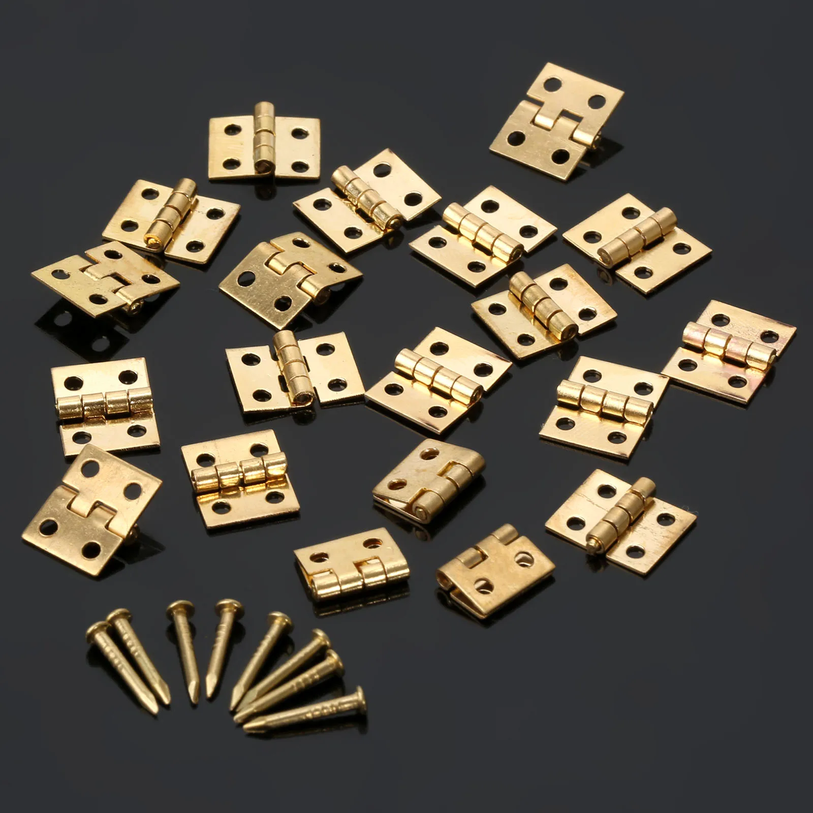 100Pcs/box 8*10mm Messing Mini Scharnier für Schmuck Holz Box Schrank Tür Gepäck Schrank Tür dekorative Scharniere + Nagel + Lagerung Box