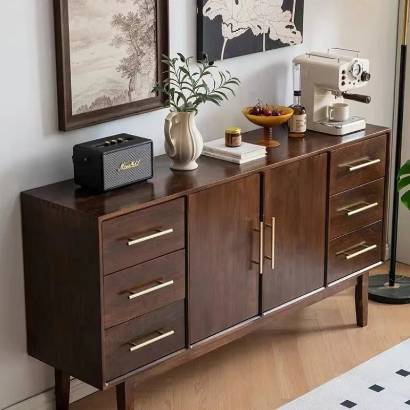 لون الجوز مقابل الحائط خزانة غرفة الطعام الخفيفة خزانة مشروبات فاخرة غرفة المعيشة خزانة الشاي النمط الياباني