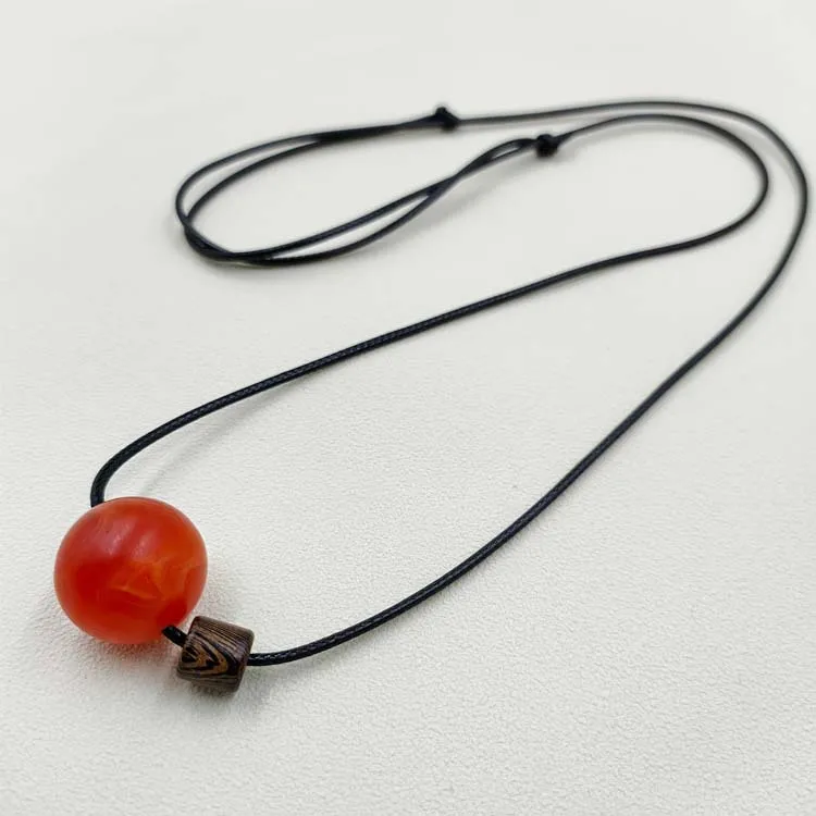 

Ethnic style transfer bead necklace, versatile long necklace for men and women, artistic and fresh cotton and linen accessories
