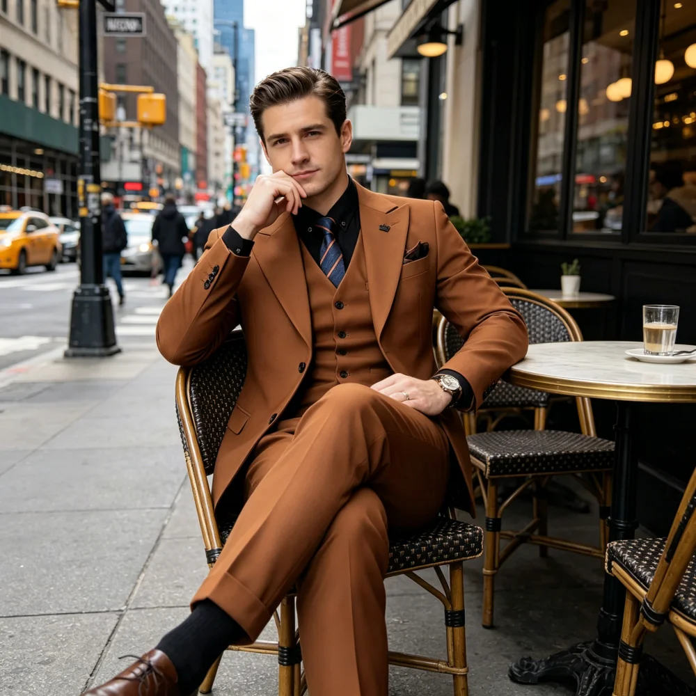 

Мужской костюм Smoking de Luxo Slim Fit: пиджак, жилет и брюки, высококачественный, для жениха, для свадебной вечеринки, весенний, 3 предмета.