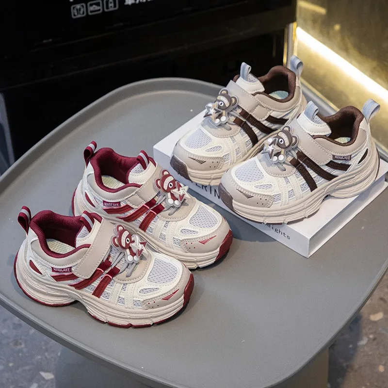 

Новая модная обувь 2025 года, детские массивные кроссовки, легкая модная повседневная обувь с сеткой, нескользящая теннисная спортивная обувь для девочек, спортивная обувь