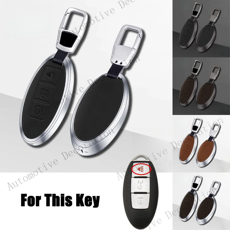 Z+ Zinc Alloy Leather Car Key Fob Cover Case For Nissan X-Trail Juke Qashqai Versa