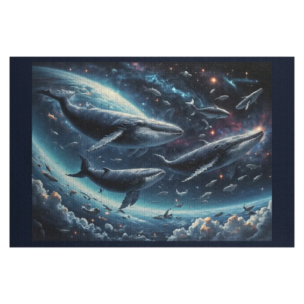 SPACE WHALES Jigsaw Puzzle Personalized Wooden Name Wood Animals Personalised Wood Adults Puzzle