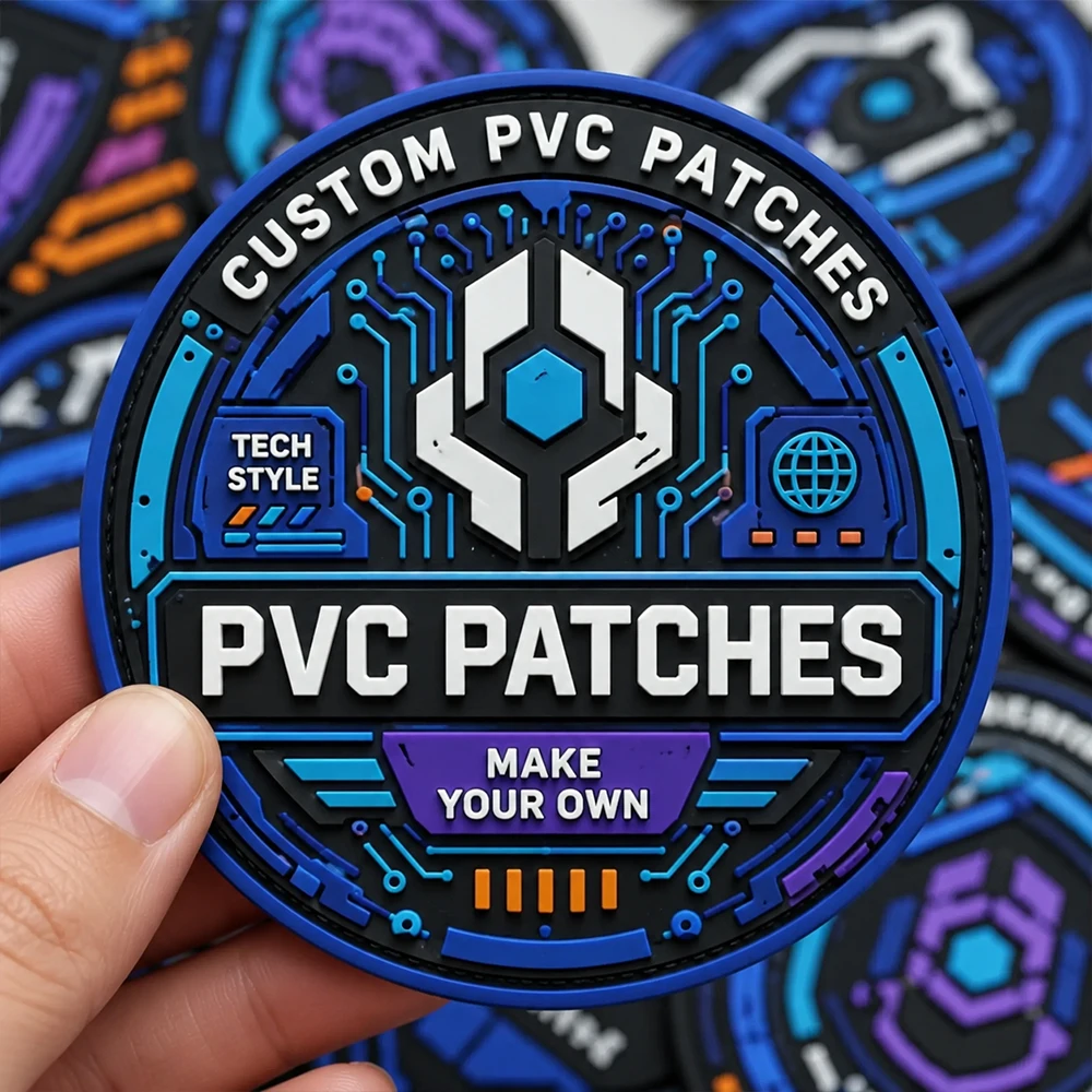 Custom Rubber Patches Personalized Logo 3D PVC Soft Label Badges Silicone Patch for Hats Jacket Hook & Loop Clothing Accessories