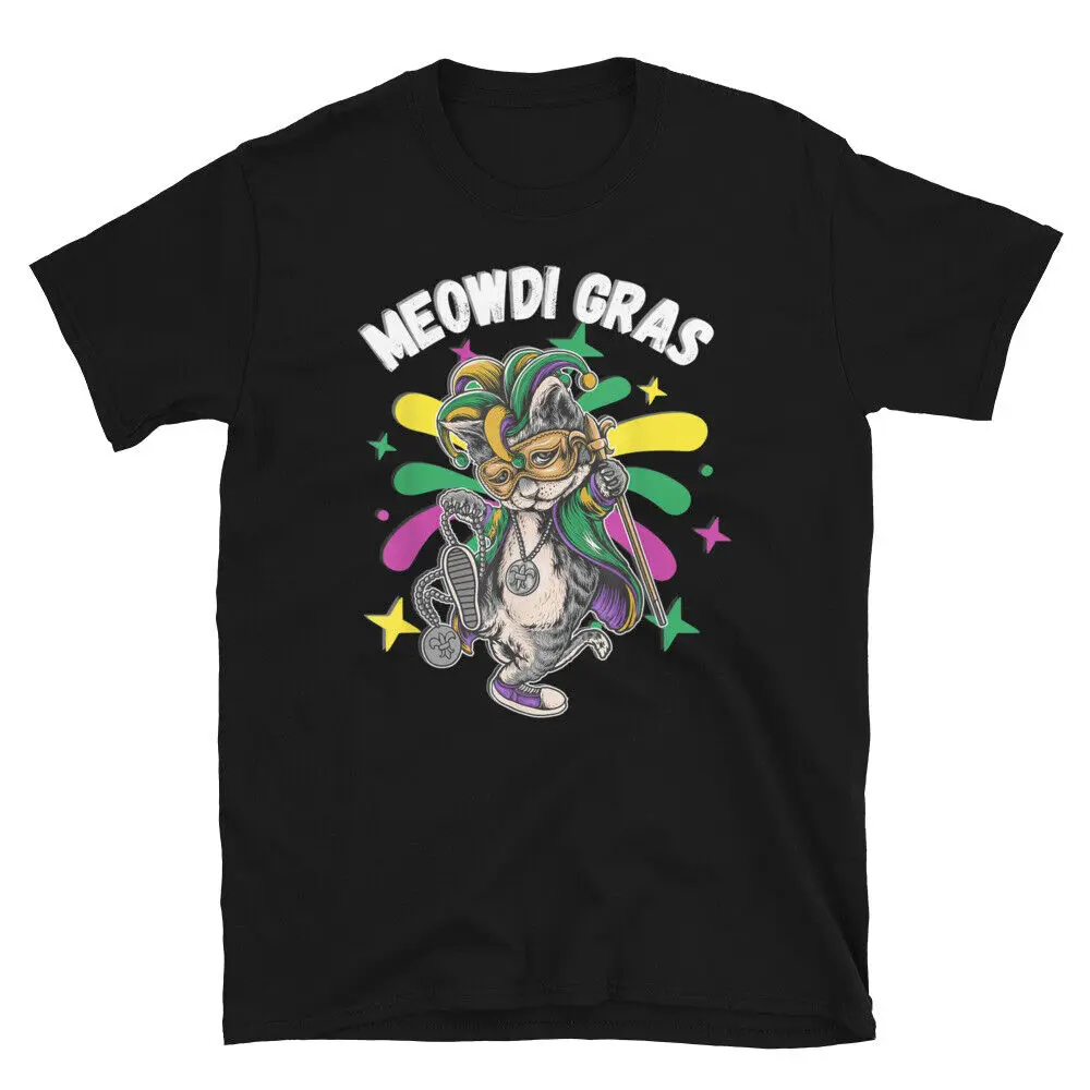 Meowdi Gras Cat Mardi Gras New Orleans St Louis Funny Cute Costume T-Shirt Funny Short Sleeve Tshirt New Fashion Top Tees