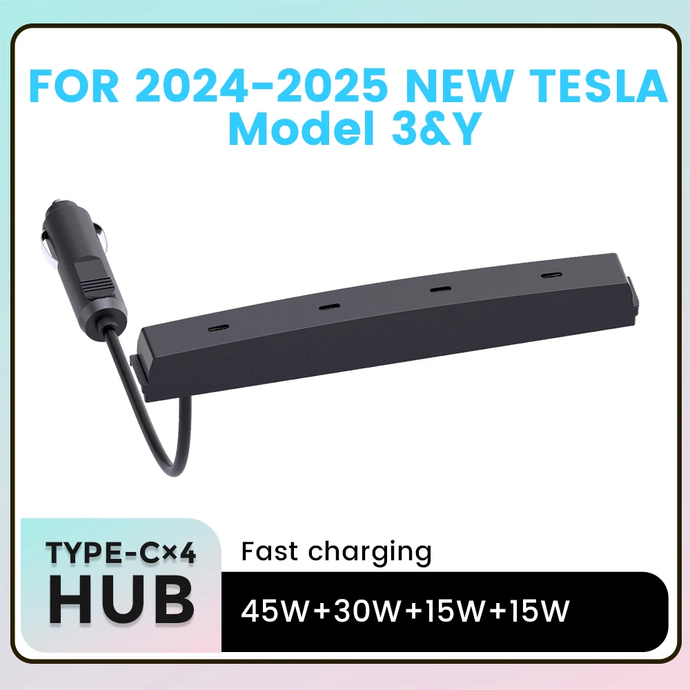 

Автомобильный радиоприемник USB для 2024-2025, новый TESLA Model3 и Y, 4-портовая быстрая зарядка, совместимость с несколькими устройствами, оригинальная текстура автомобиля