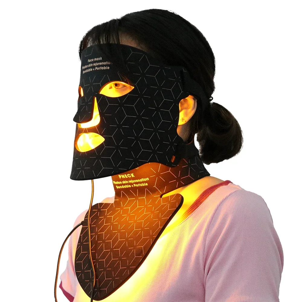 Led facial light therapy professional skin care silicone led mask red near infrared light therapy mask