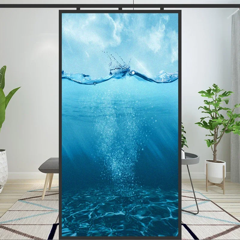 Privacy Window Film Under Water View Decoration  Window Decals No Glue Static Cling Frosted Glass Stickers for Home