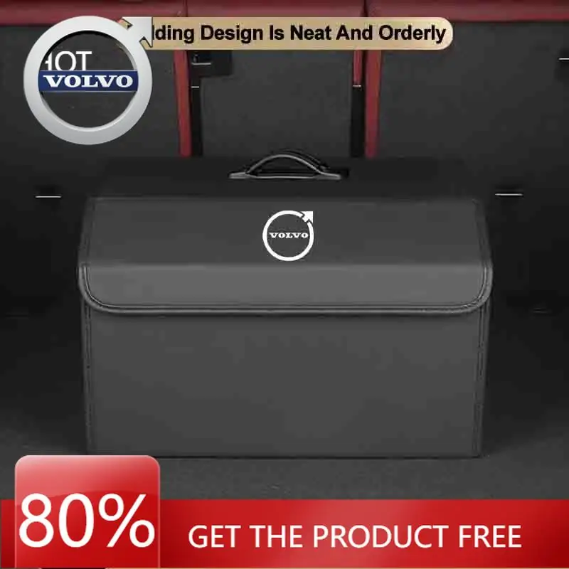 

Emblems 2026 New For Volvo New Leather Car Storage Box Folding Organizer Bag Trunk Tool Case For Volvo Rdesign V60 V40 XC90 S60