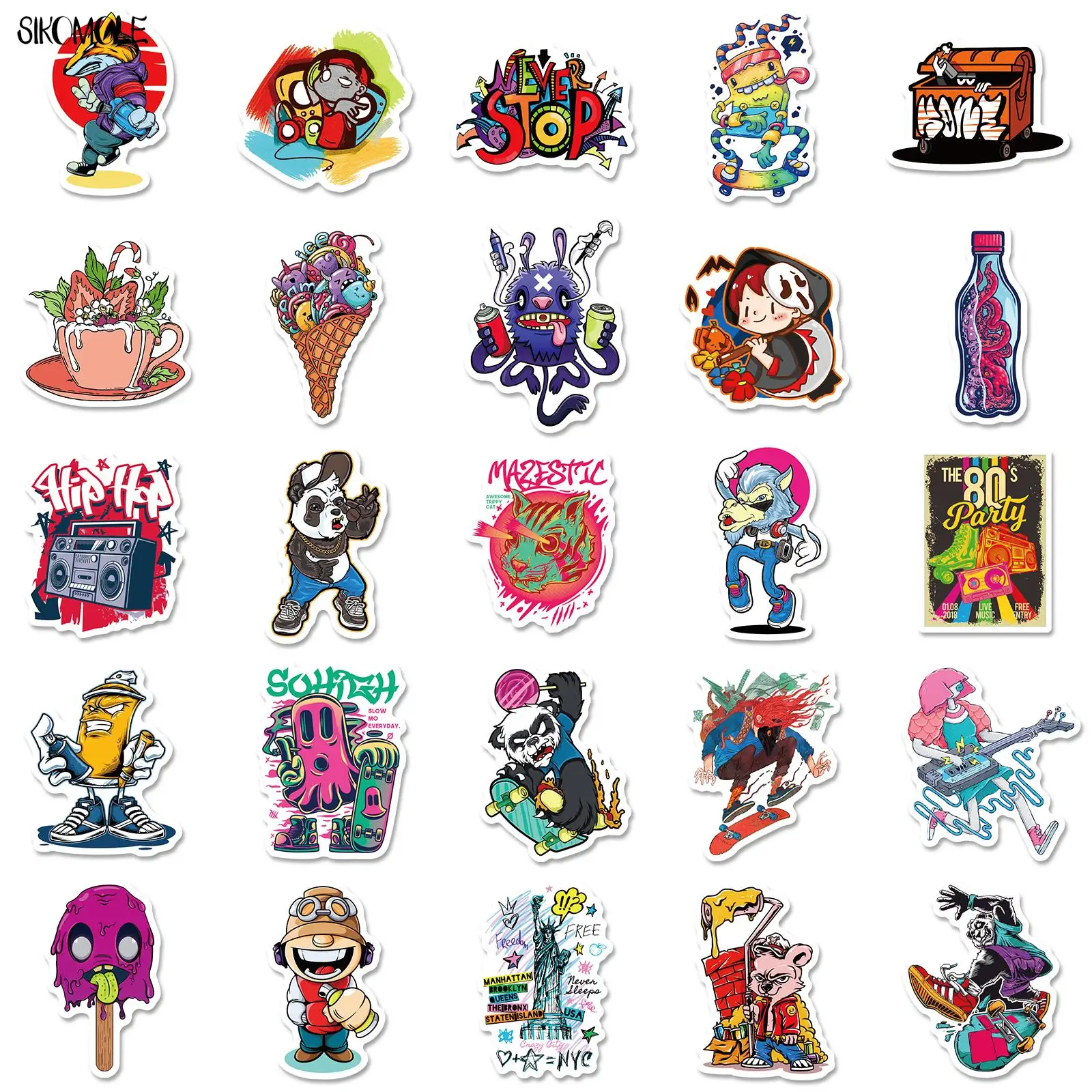 10/30/50PCS Fashion Cartoon Street Graffiti Stickers Cool DIY Toy Car Skateboard Motorcycle Laptop Waterproof Decal Sticker F5