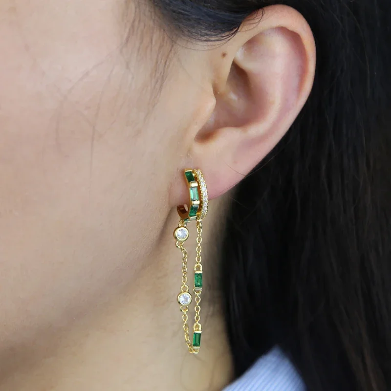 

Gold Color Micro Pave Green White Cz Drop Earring Teadrops Pendietes Fantasy Pave Cuff Moonlight Petite Clips Piercing Jewelry