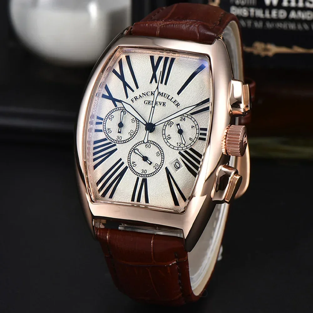 Hight Quality FRANCK MULLER Brand Geneva Watches For Mens Multifunction Chronograph WristWatch Business Sports AAA Male Clocks