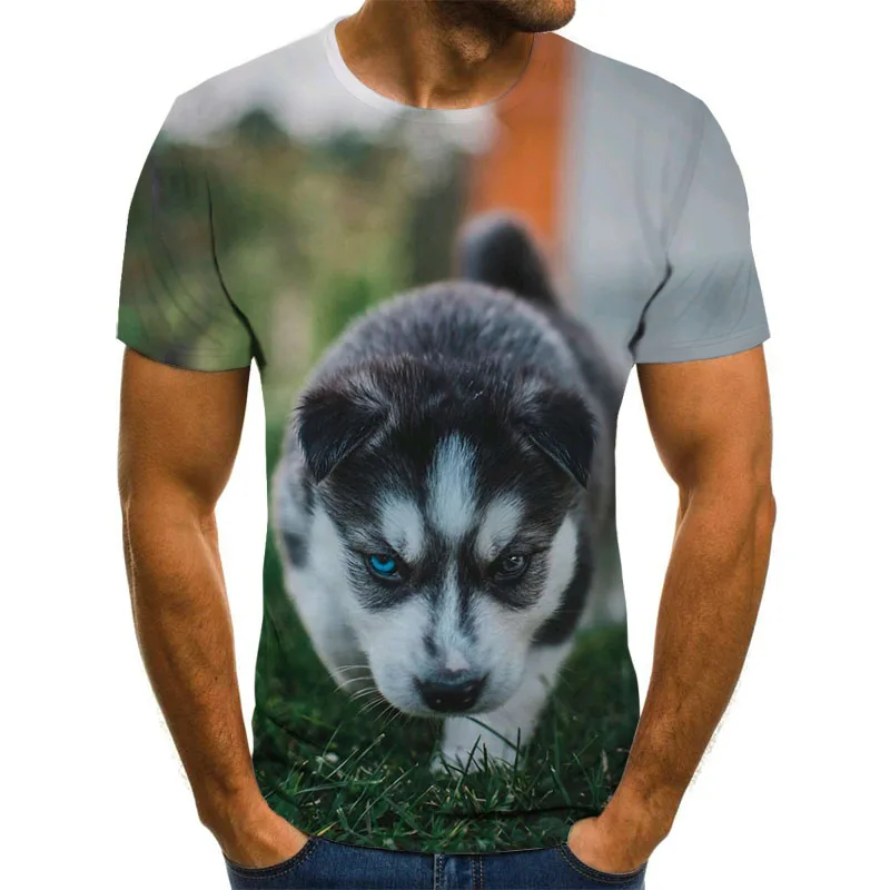 

New Funny Dog Creative Pattern Men's T-shirt Casual Street Fashion 3d Printing Animal Hip-hop Sporty Breathable Lightweight Top