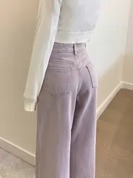 Purple Wide Leg Jeans Fashionable Slim Fit High Waist Straight Leg Pants 2024 Spring Autumn New Versatile Casual Women's Pants