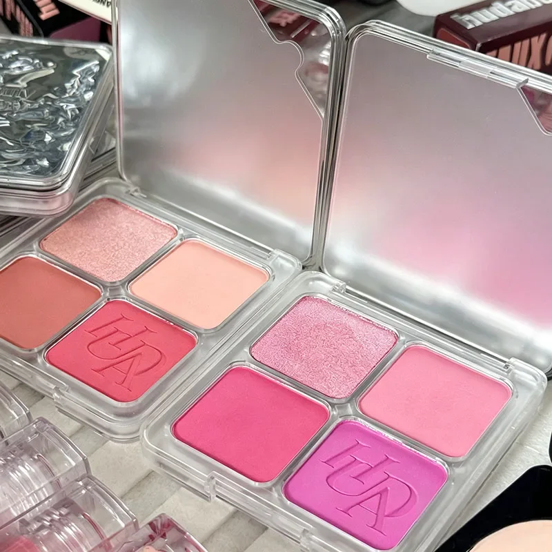 Hot Brand 4 Color Blush Palette Lasting Oil Control Seting Powder Compact and Lip Gloss Hydration Lip Blam Waterproof Cosmetics