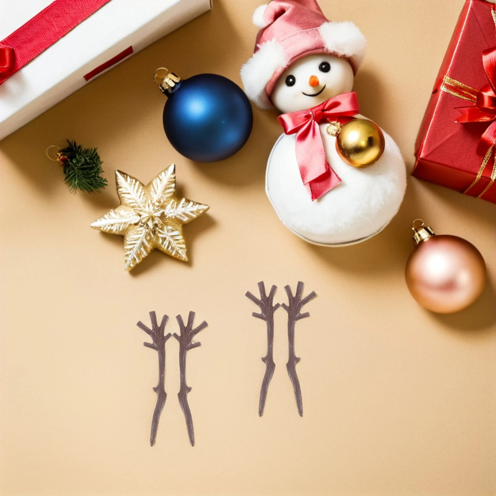 

200Pcs Christmas Deer Antler Craft Decorations Artificial Birch Branches Snowman Twig Arms Plastic Dry Branches for Festive Home