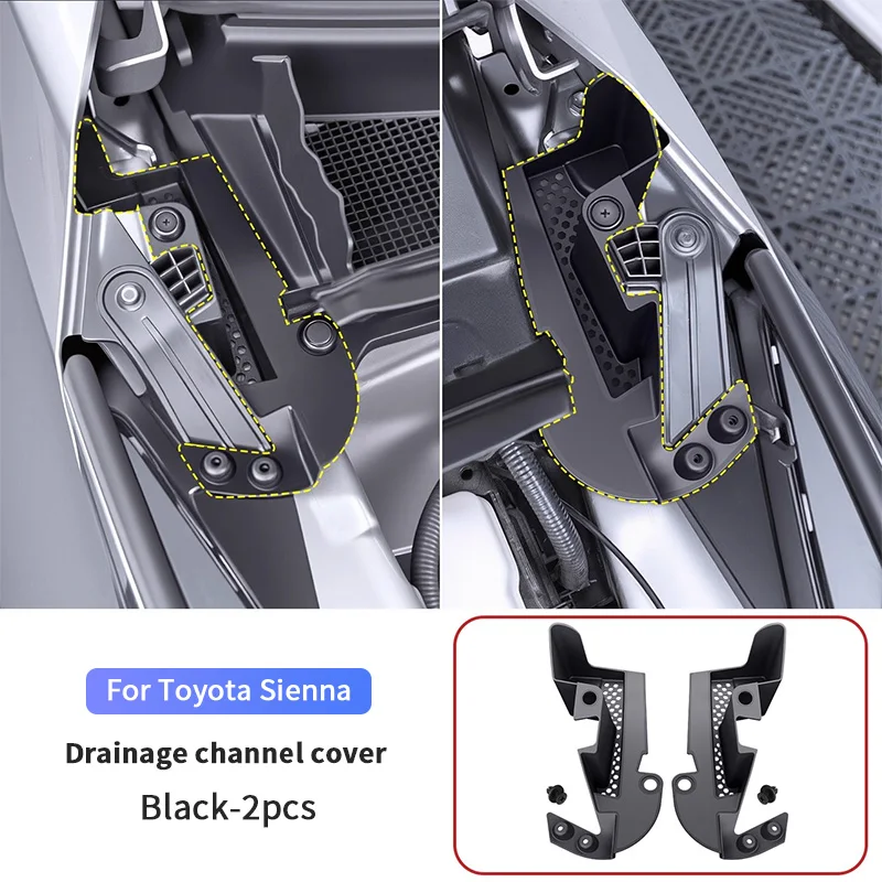 For Toyota Sienna Granvia QHCP Car Front Windshied Left Right Gutters Leak Guard Drain Rain Gutters Engine Cabin Leak Guards Acc