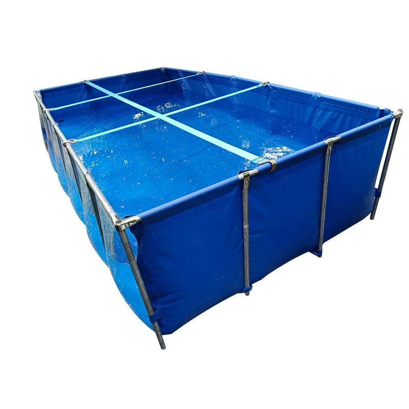 

New Rectangular Shape Aquaculture Pvc Fish Pond Steel Frame Pvc Fish Farming Tank 3x1.5x0.7m