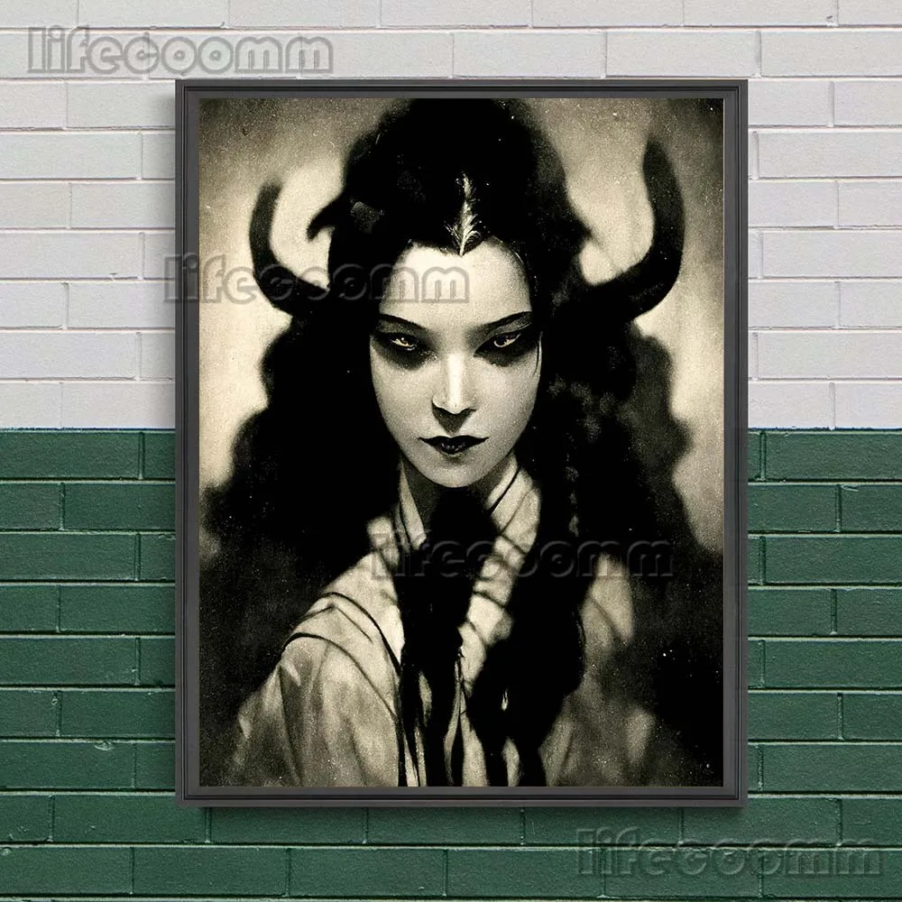 Demon Presbyter Surreal Dark Art Print Mysterious Horror Wall Art Canvas Painting Vintage Photo Art Poster And Pirnt Home Decor