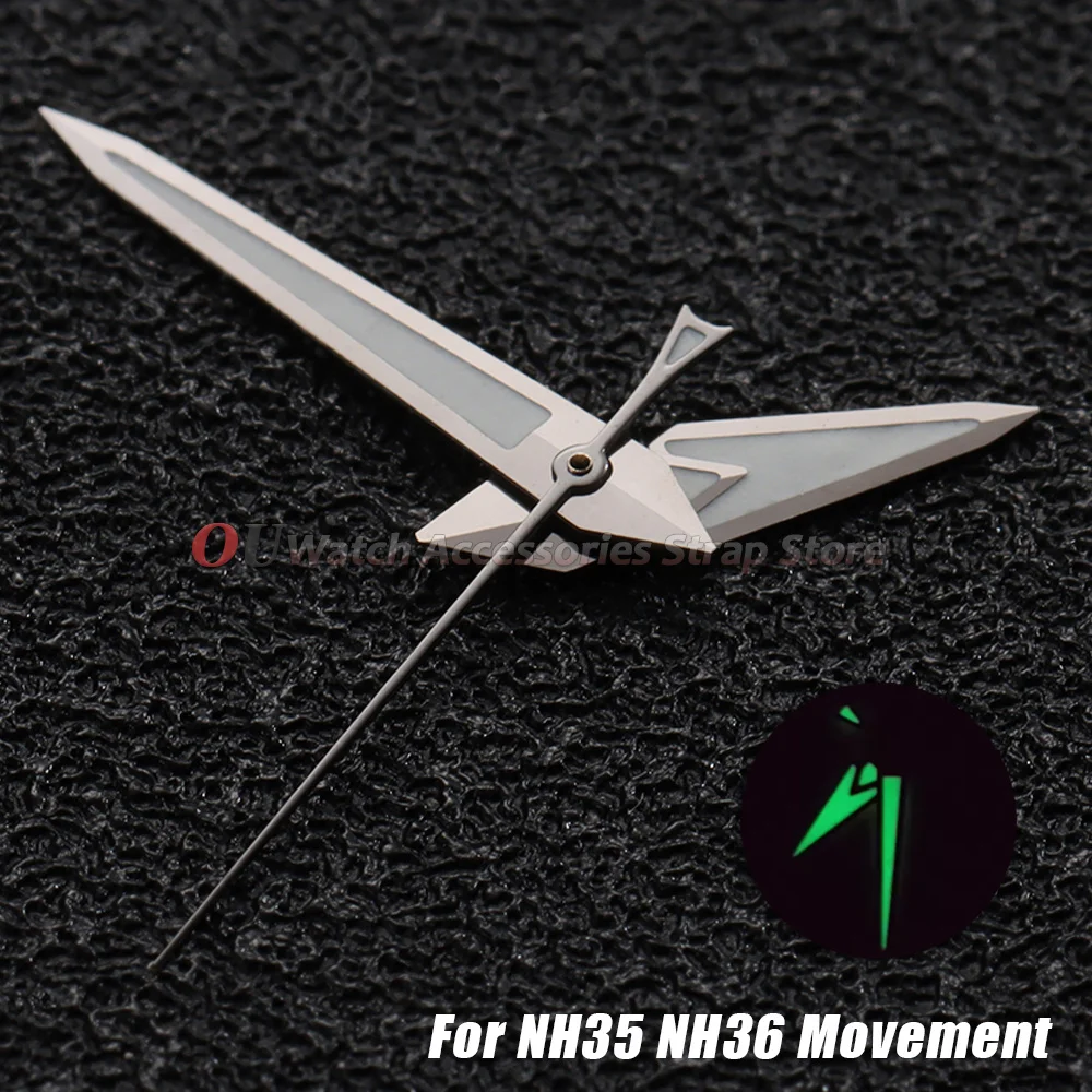 1PCS Watch Hands C3 Green Luminous For NH35 NH36 NH37 NH38 NH39 NH70 Movement Watches Pointers 3Pin Gray Watch Accessories Tools