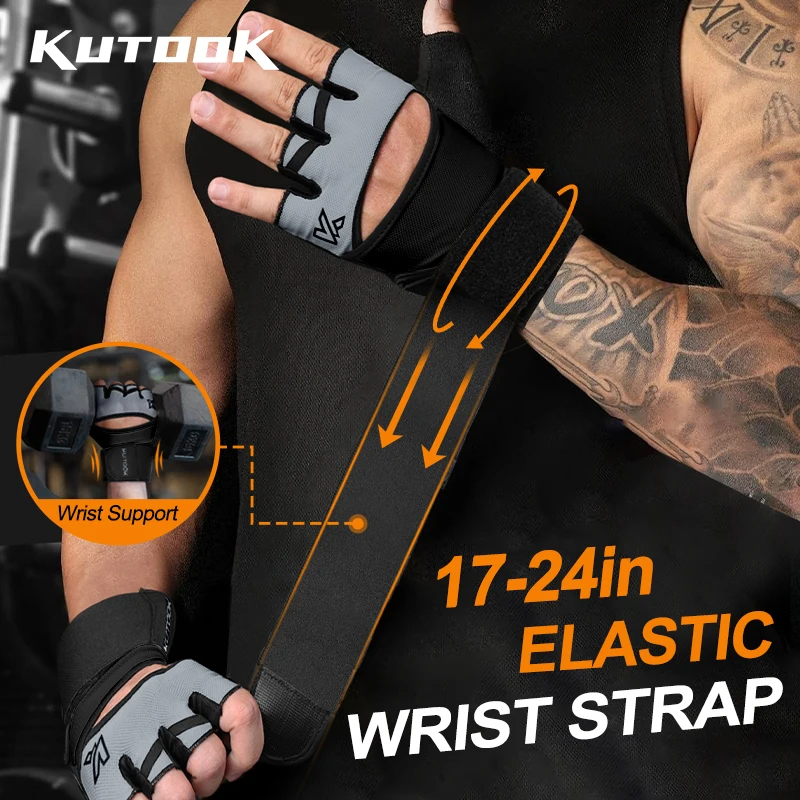 KUTOOK Workout Gloves for Men Women Padded Weight Lifting Gloves with Wrist Wraps Support Full Palm Protection Grip for Gym T