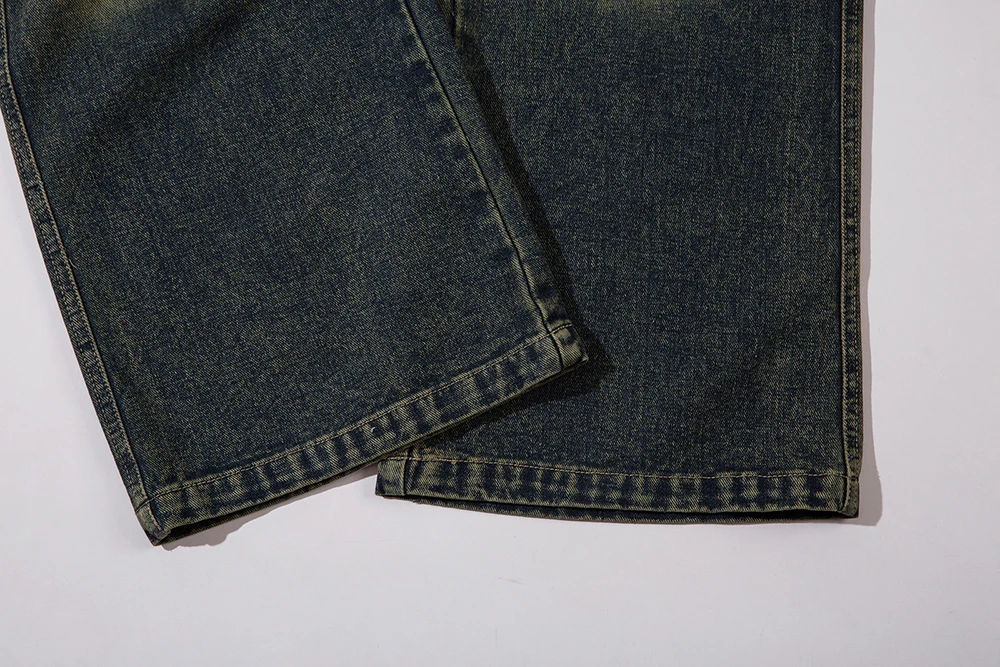 Modderverf Rechte Gewassen Gradiënt Baggy Heren Jeans Broek High Street Ropa Hombre Casual Cargos Oversized Losse Spijkerbroek