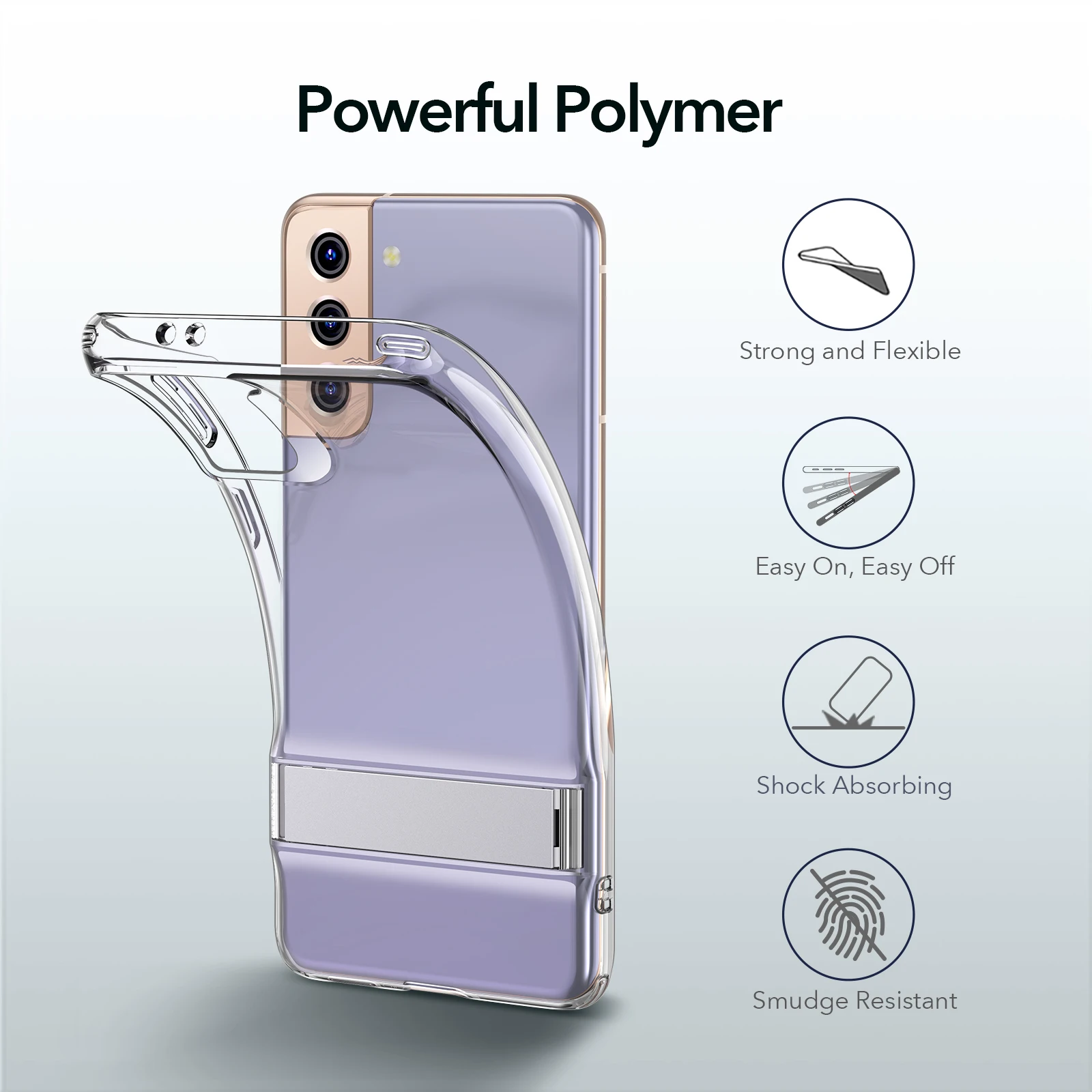 ESR Phone Case for Samsung Galaxy S21/S21 Plus/S21 Ultra 5G Metal Kickstand Steady Case Luxury TPU Back Cover for Galaxy S21