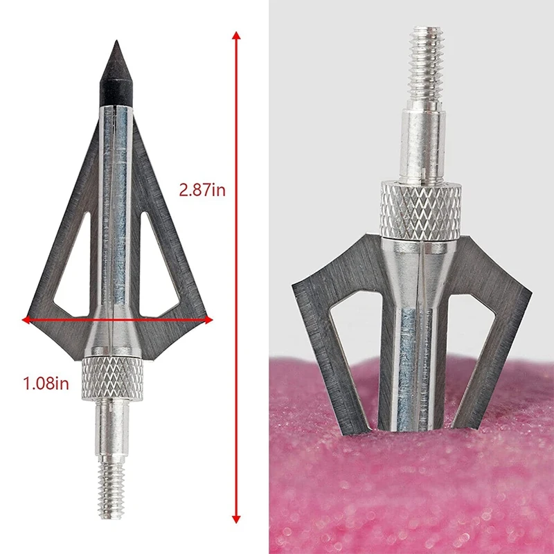 12 قطعة من رؤوس الرماية المعدنية للصيد 100 حبة 3 شفرات رؤوس أسهم متوافقة مع القوس والنشاب والقوس المركب