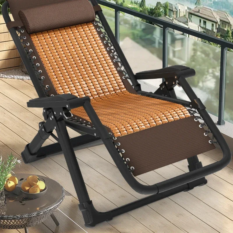 Summer bamboo recliner folding lunch break strong and durable mahjong sit and sleep dual-purpose chair home leisure balcony