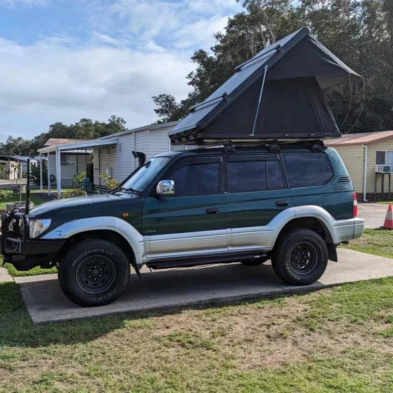 2-3 أشخاص الخيام في الهواء الطلق مثلث الألومنيوم هارد شل سقف السيارة العلوي التخييم خيمة على السطح خيمة #2