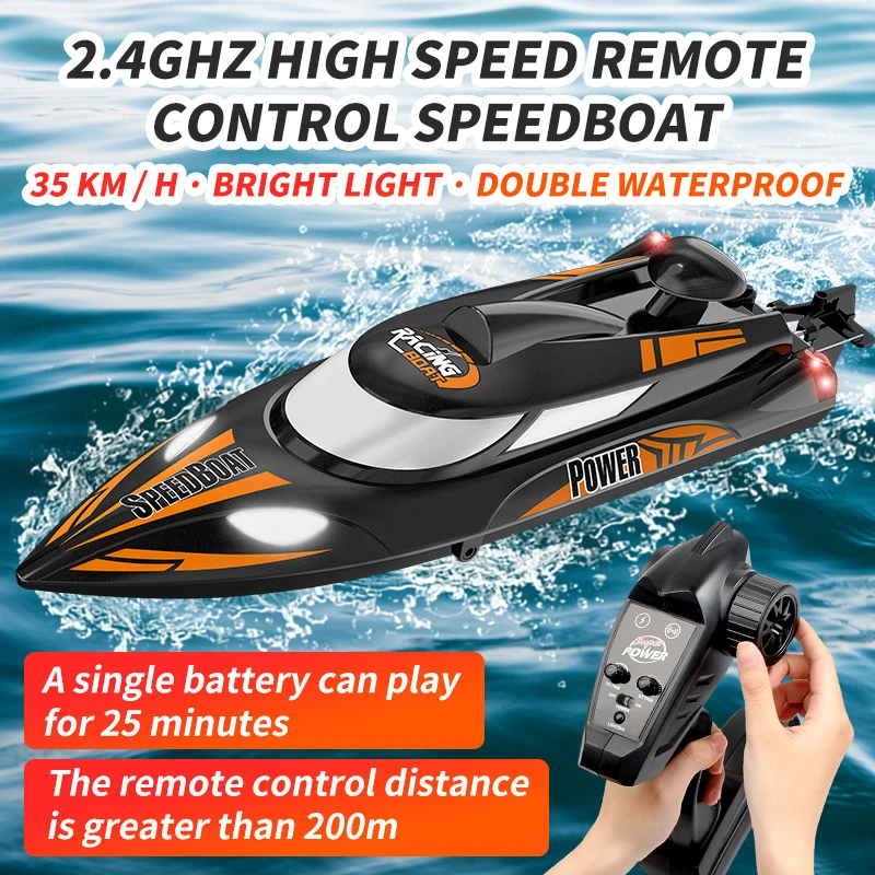 High Speed Remote Control Boat 25KM H Racing Ship with Anti Flip Design LED Lights Long Battery Life Large Size Fast RC Boat