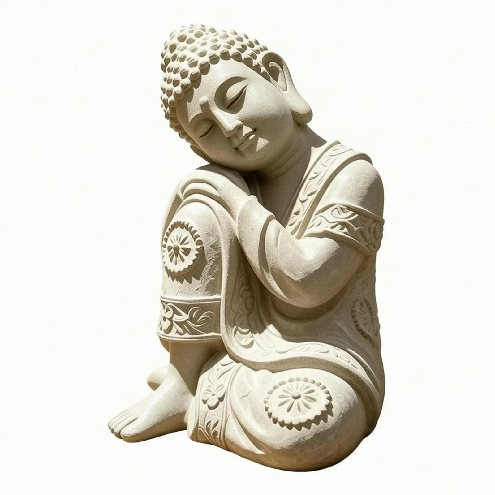 Large Decorative Sculpture Buddha Figure Resin Statue for Living Room Serene Sitting Buddha Ornament for Buddhist Decor