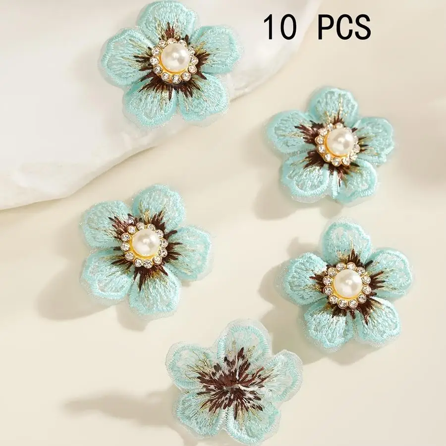 1/5/10/20/50/100pcs Spring Summer Three-Dimensional Pearl Flower Light Luxury Pearl Lace Clothing Additions Lace Cloth Stickers