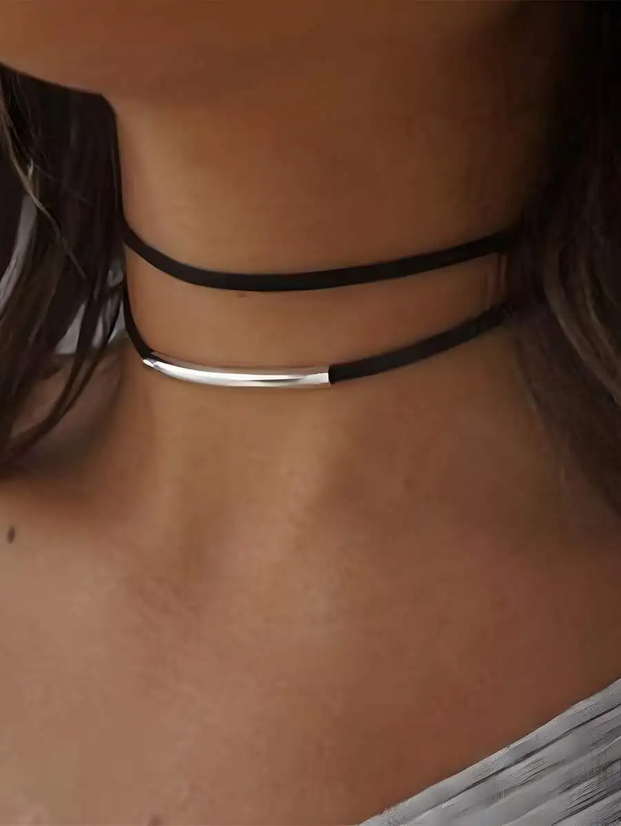 Double Layer Velvet Choker Necklace Gothic Punk Accessory