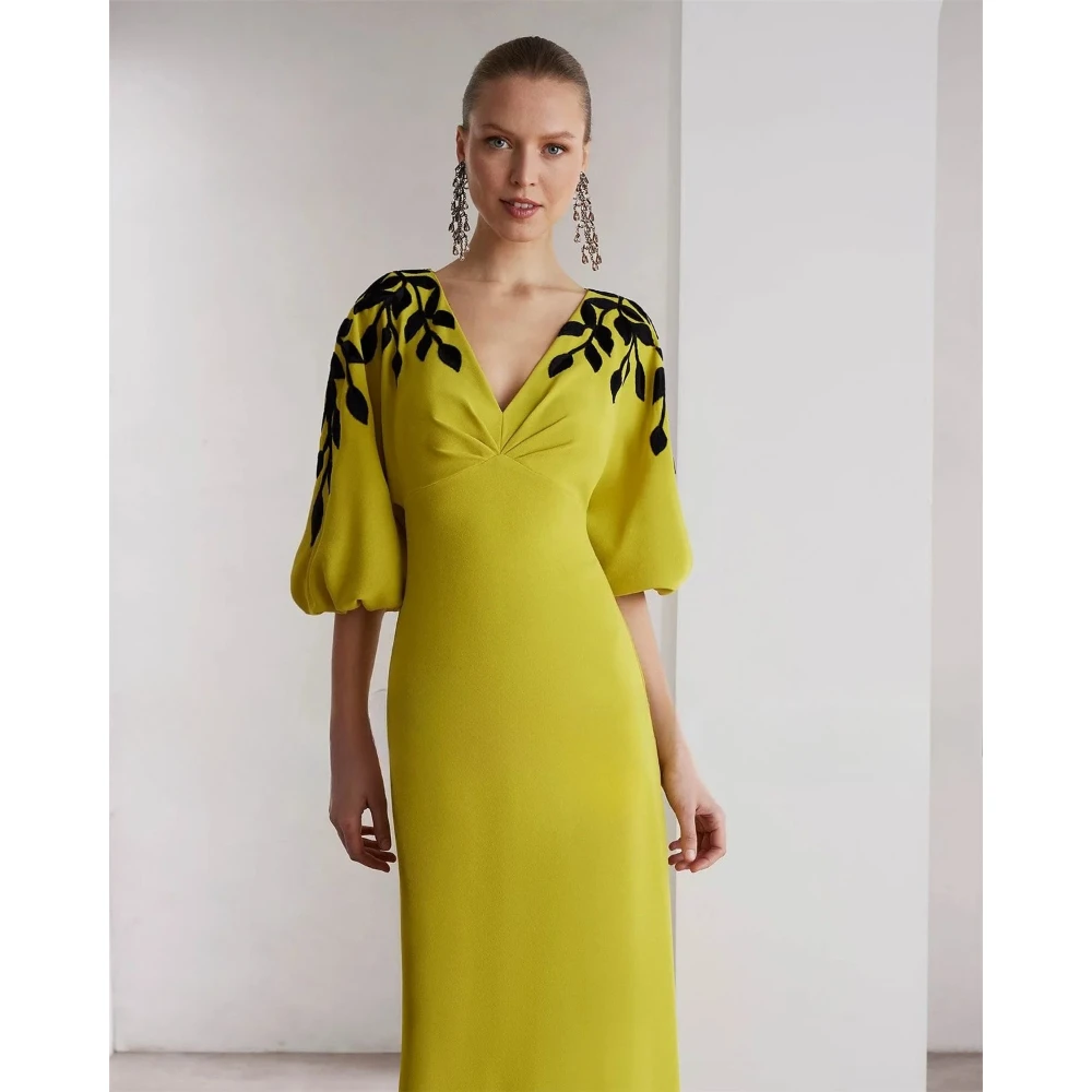 

Индивидуальное простое платье для матери невесты, прямое длинное платье для свадебной вечеринки, платье для матери жениха, с V-образным вырезом, с коротким рукавом