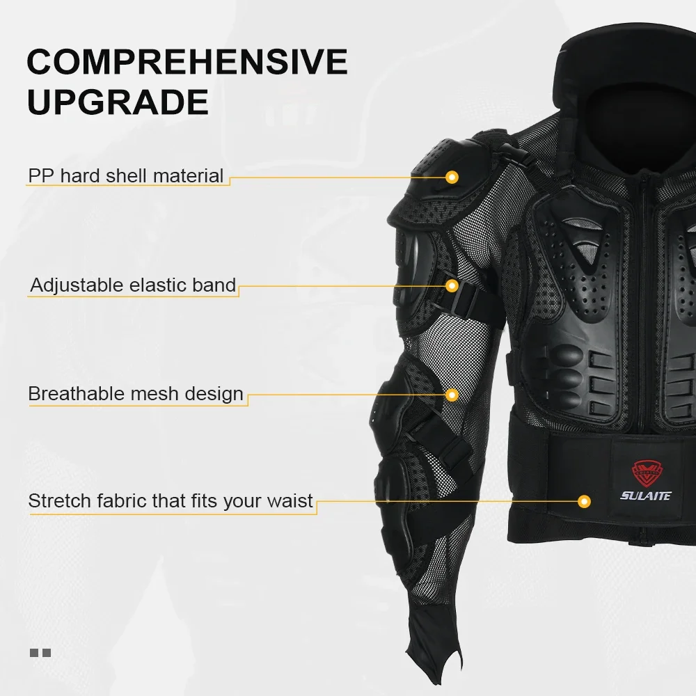 Motorcycle Armor Jacket Men Full Body Protective Neck Spine Vest Chest Shoulder Protection Riding Motocross Moto Breathable 2024