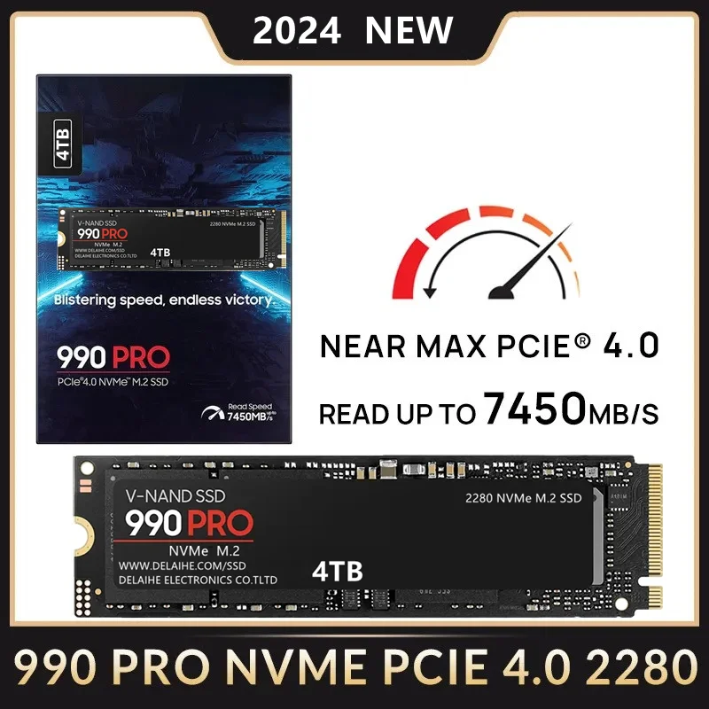 

SSD high speed 990 PRO PCIe 4.0 NVMe 4.0 M.2 2280 1TB 2TB 4TB SSD Internal Solid State Hard Drive For Laptop PC PS4 128gb