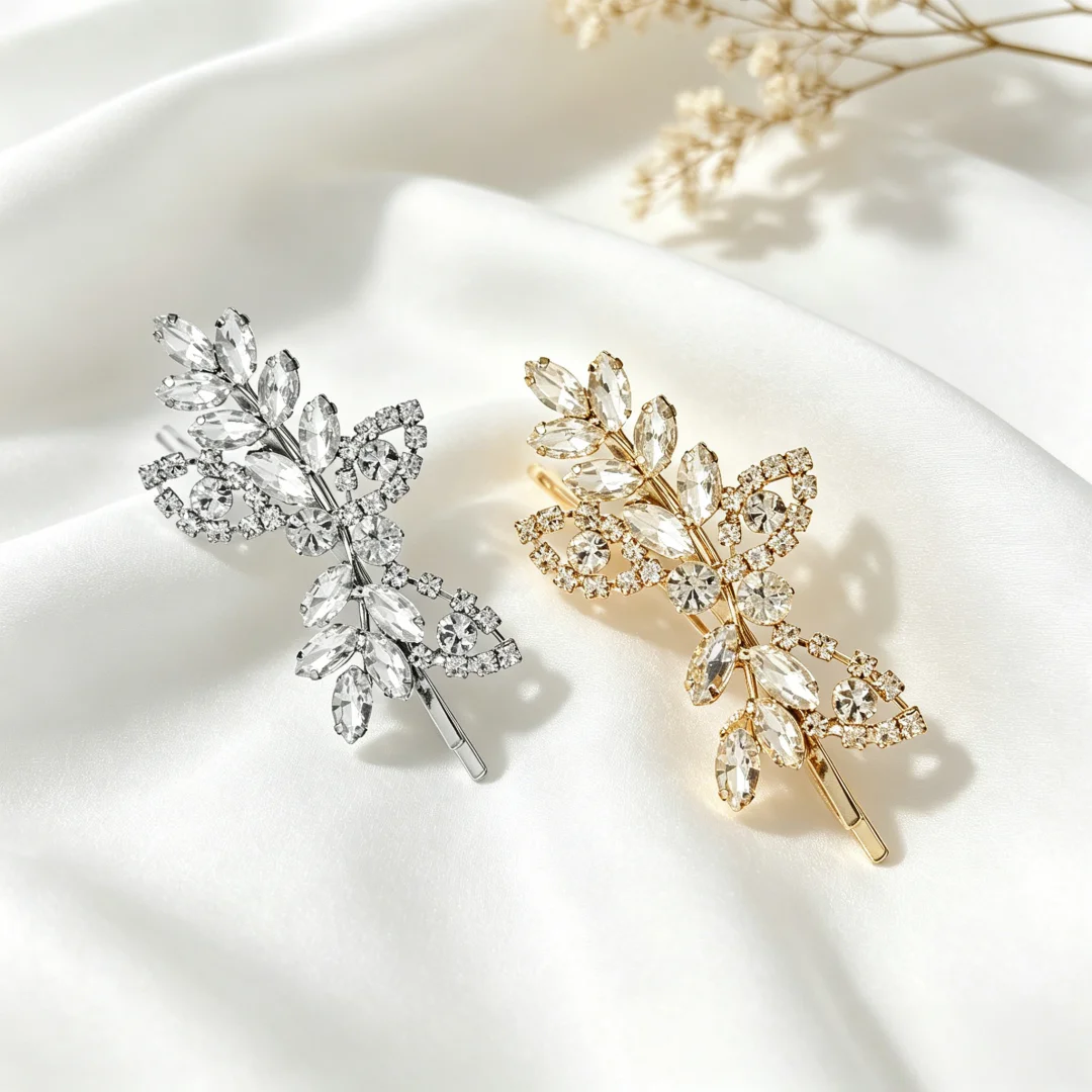 1pc Bride Wedding Side Hair Clip Women Daily Use One-Side Snap Clip Crystal Bridal Hair Accessories Party Engagement Hairpin image 3