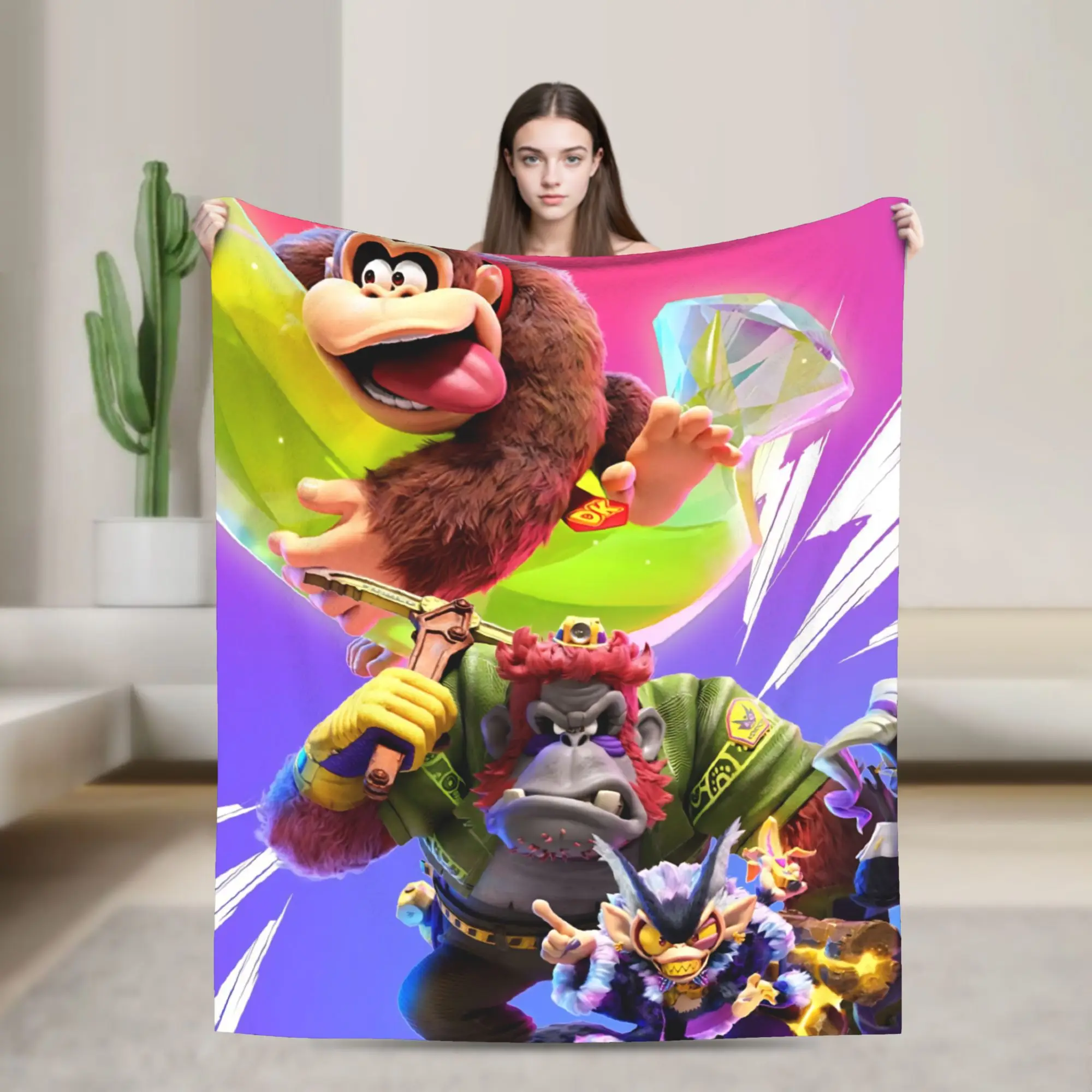 

Donkey Kong Game Blankets Flannel Throw Blanket Home Couch Portable Soft Warm Bedspreads