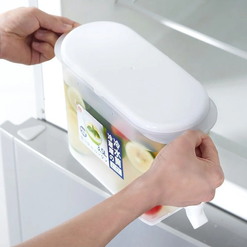 FZCSPEED 3.5L Cold Water Jug Clear Tea Kettle with Faucet Beverage Dispenser Refrigerator Water Container For Kitchen, Camping