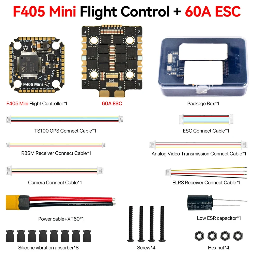 TopEs9IMOD MINI F405 Flight Stack F405 Flight Control 60A ESC 3-8S Lipo 20x20mm ICM42688 Gyro For RC 7-10inch FPV Racing Drone