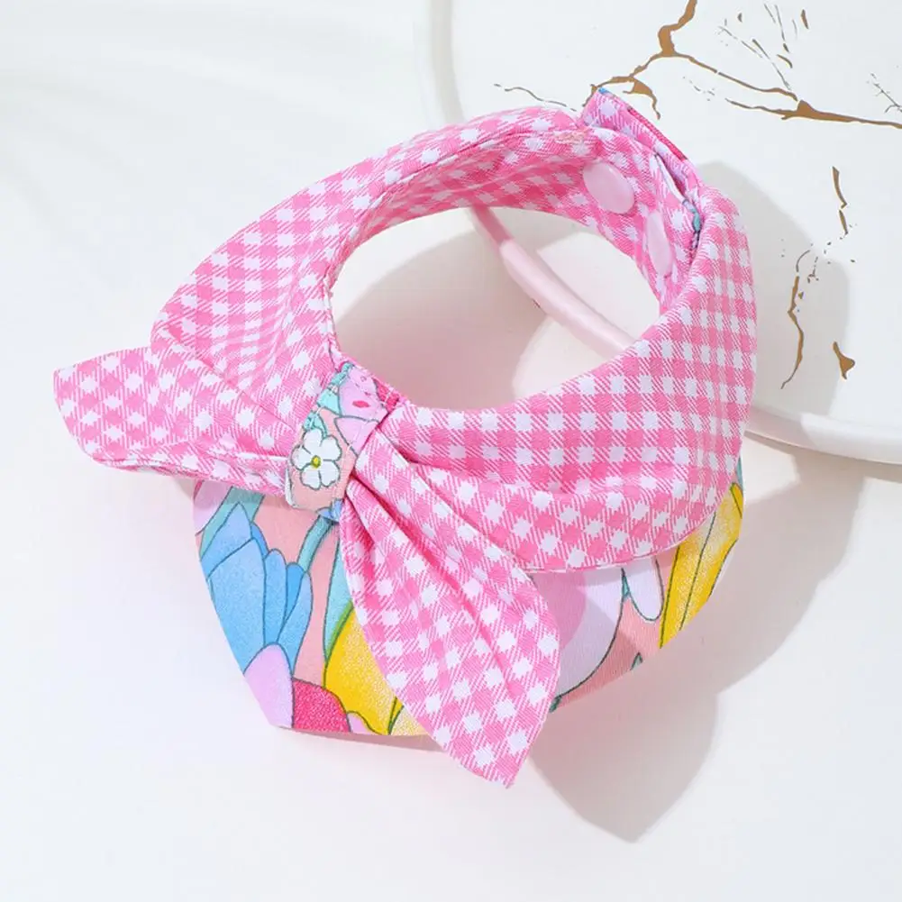 Elegant Pet Collar Dog Triangle Bib Flower Pattern Pet Collar Neckerchief with Bowknot Closure Triangle Scarf Puppy Dog Cat