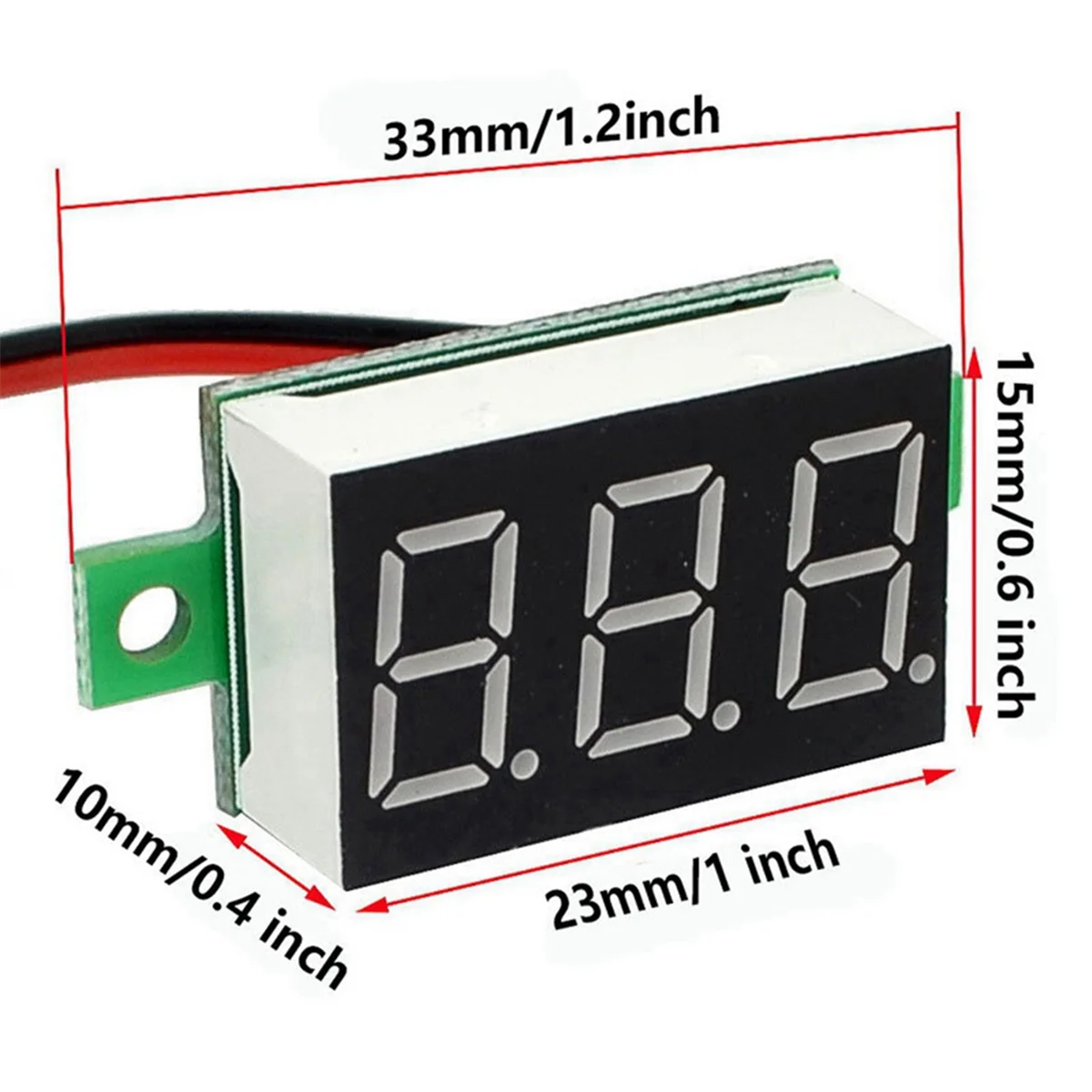 10 ชิ้น 2 สายมินิดิจิตอลโวลต์มิเตอร์ DC 2.5 โวลต์ - 40 โวลต์, จอแสดงผล LED เครื่องทดสอบแรงดันไฟฟ้า - T45C